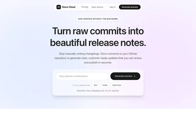 Disco: Changelogs that write themselves.