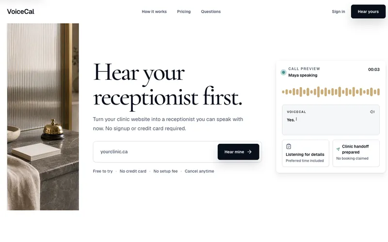 VoiceCal: An AI receptionist for clinics.
